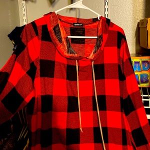 Ladies hooded plaid top